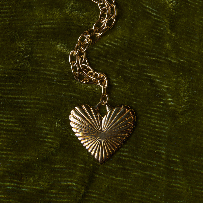 Ribbed Heart of Gold Charm