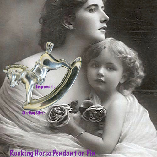Rocking Horse Nursery Pendant or Pin