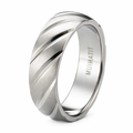 Satin-Finished Titanium Wedding Band with Diagonal Grooves | 8mm