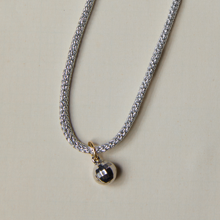 Disco Ball Charm on Silver Lurex