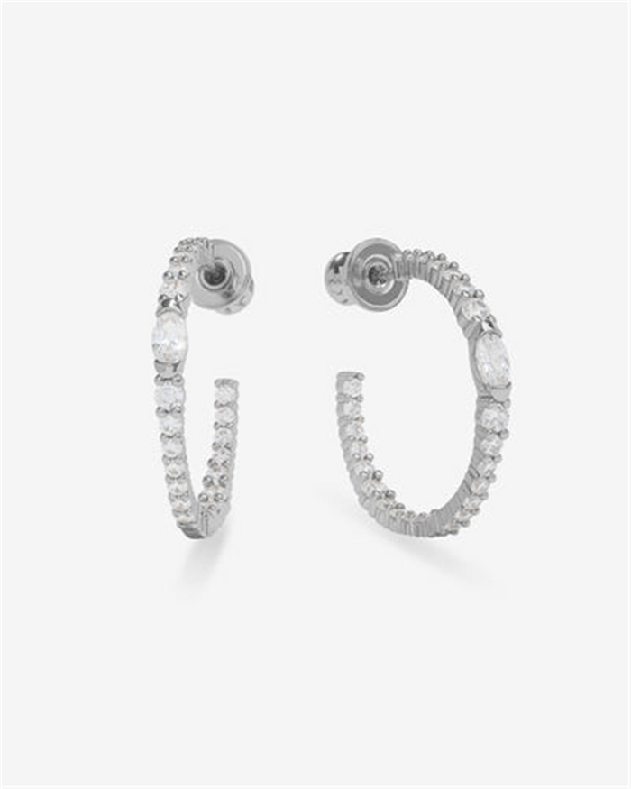 Silver Overlay 25Mm 'The Maven' Cubic Zirconia Medium Hoops