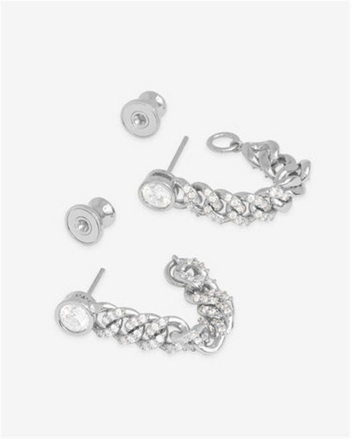 Silver Overlay 'Julian' Soft Chain Cubic Zirconia Dangle Earrings