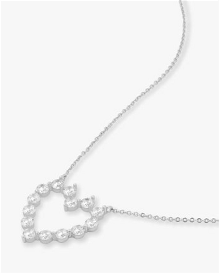 Silver Overlay 'She's An Icon' Cubic Zirconia Baby Heart Necklace
