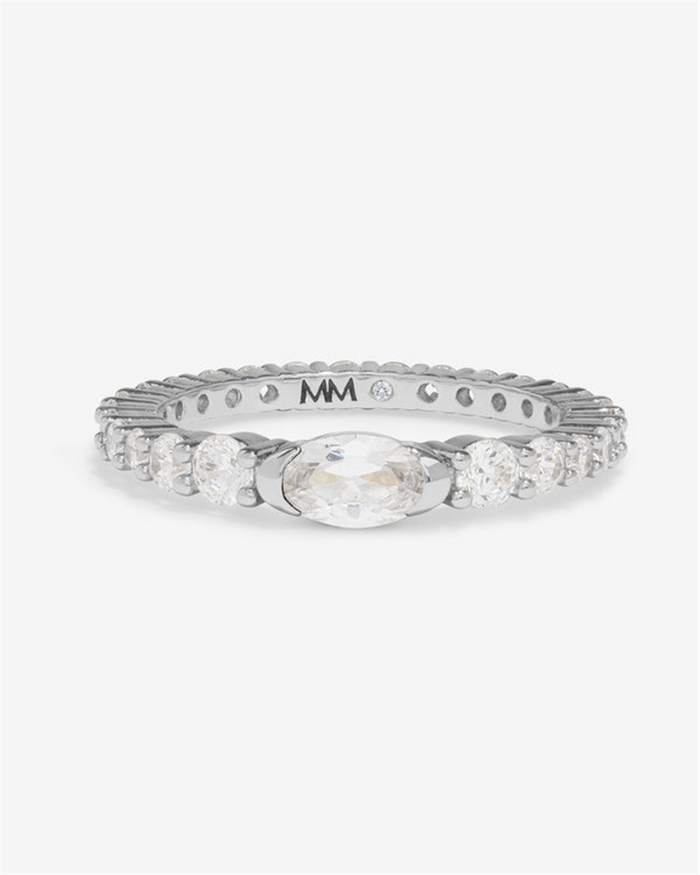 Silver Overlay 'The Maven' Cubic Zirconia Stackable Ring