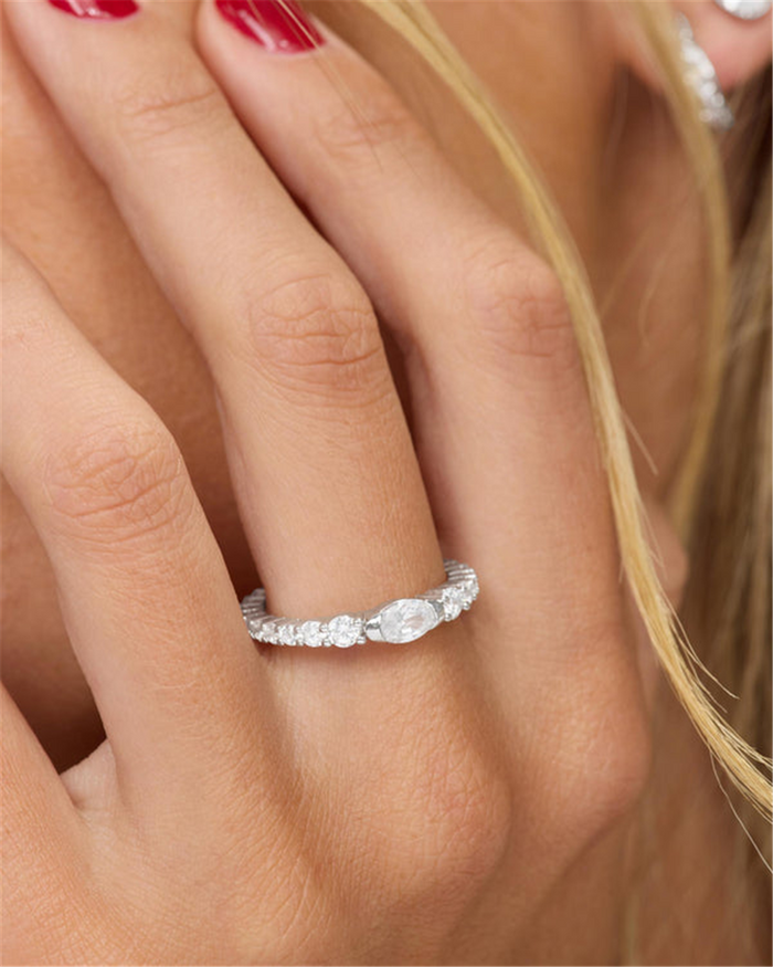 Silver Overlay 'The Maven' Cubic Zirconia Stackable Ring