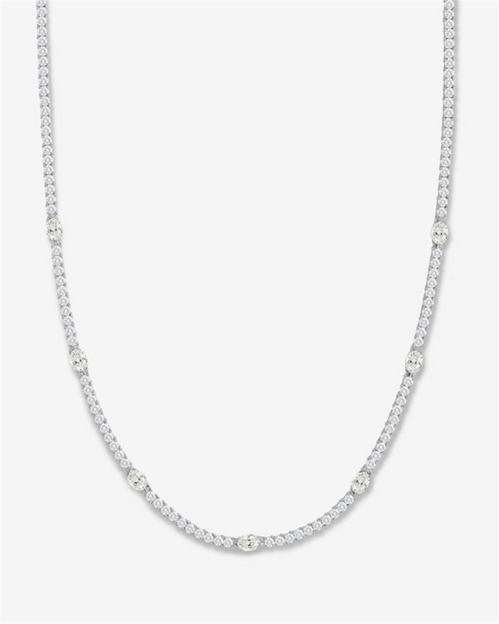 Silver Overlay 'The Maven' Cubic Zirconia Tennis Necklace