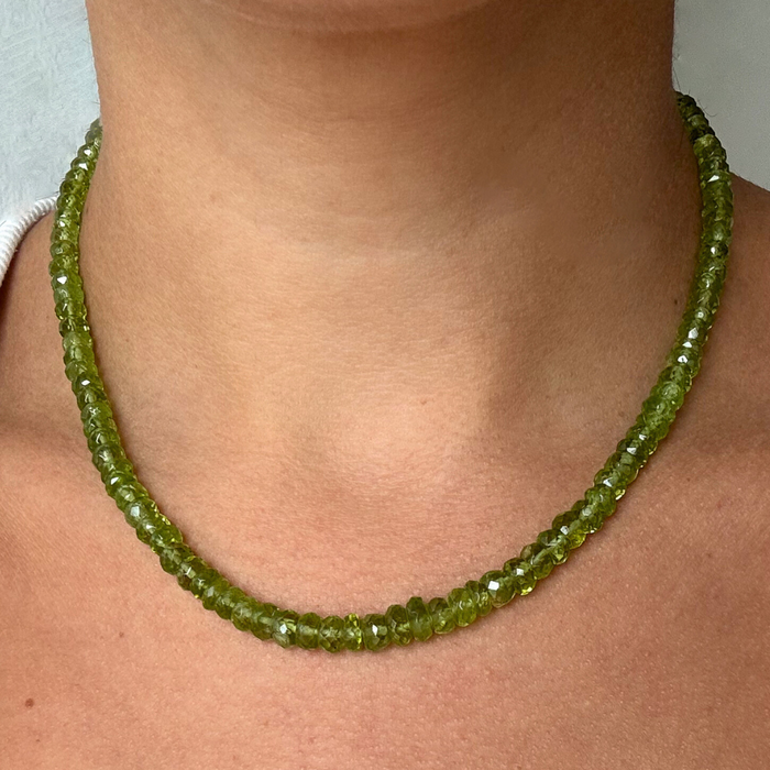 Small Green Peridot Gemstone Necklace