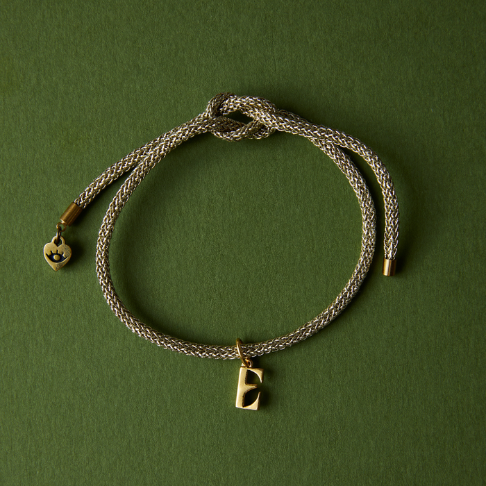 Small Letter Charm on Lurex Bracelet