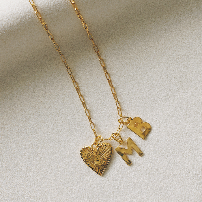 Small Ribbed Heart of Gold Charm