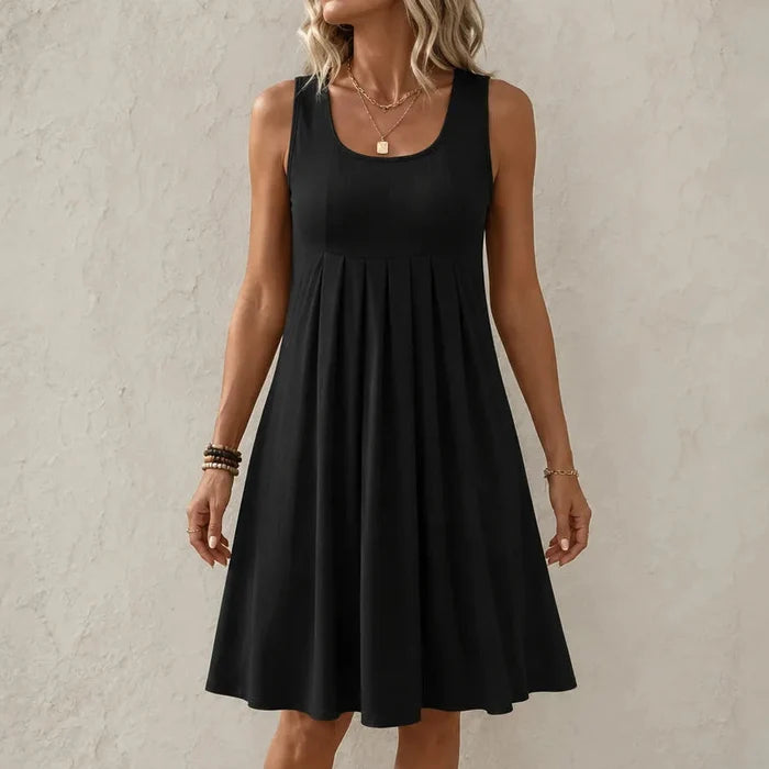 Solelia – Pleated Empire-Waist Sleeveless Summer Dress