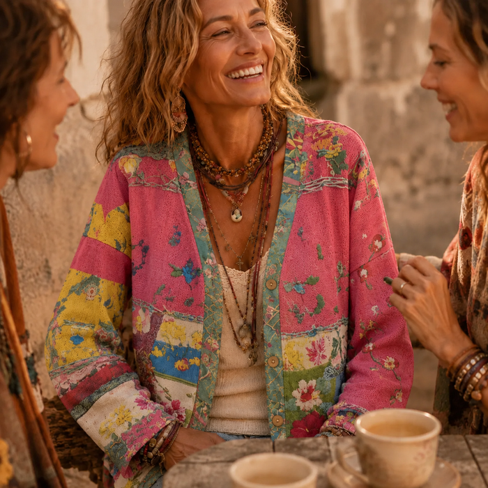 Solenne – Floral Patchwork Boho Cardigan