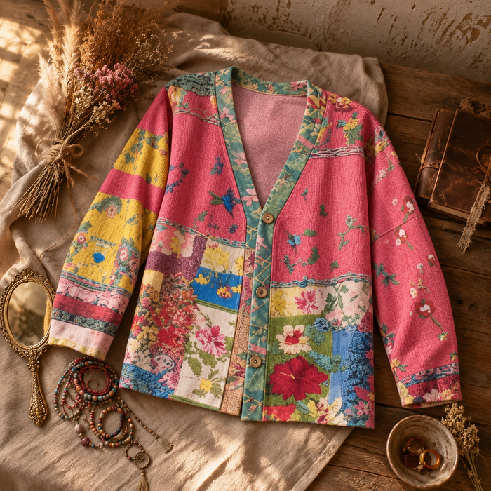 Solenne – Floral Patchwork Boho Cardigan
