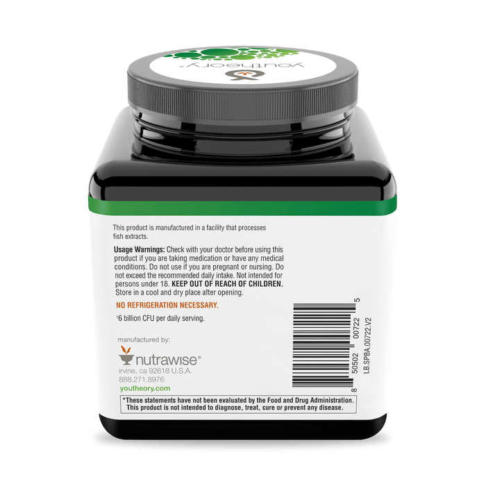 SPBA.00722 Youtheory Spore Probiotic 60 Capsules Product Image - Back