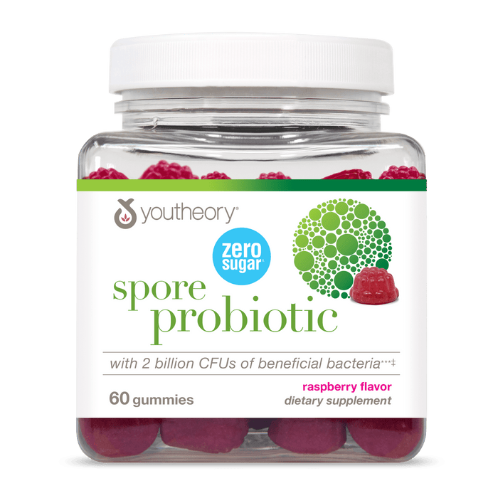 SPBG.92072 Youtheory Spore Probiotic Gummy Raspberry Flavor 60 Gummies Product Main Image