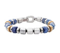 Stainless Steel 8mm Mokume Gane And Lapis Lazuli Beads Bushido Virtue Bracelet