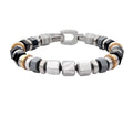 Stainless Steel 8mm Mokume Gane, Hematite And Onyx Beads Bushido Virtue Bracelet