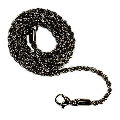 Stainless Steel Black 3.0mm Rope Chain, Length: 24 inch