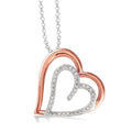 Sterling Silver 14K Rose Gold Overlay Diamond Heart Pendant Necklace