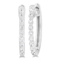 Sterling Silver 17Mm Round Huggie Natural Diamonds Hoop Earrings