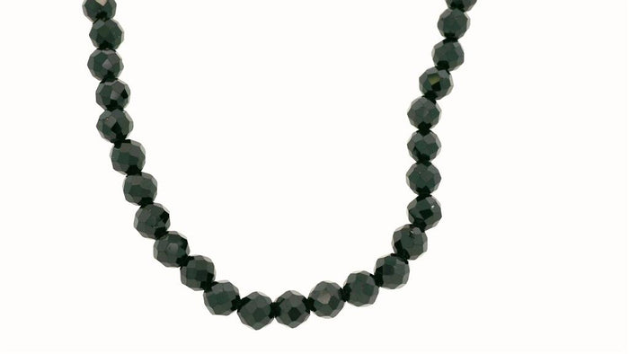 Sterling Silver 4mm Beaded Black Spinel Necklace