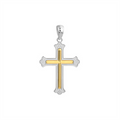 Sterling Silver And 14K Yellow Gold Fleur De Lis Cross Pendant