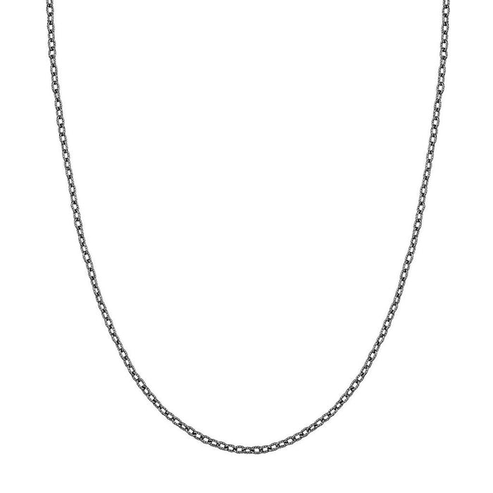 Sterling Silver Black Rhodium 22 Inches Textured Forzantina Chain