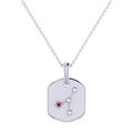 Sterling Silver Cancer Ruby And Diamond Constellation Tag Pendant Necklace