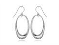 Sterling Silver Dual Oval Hammered Orbit Dangle Earring
