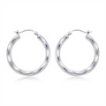 Sterling Silver Embossed Shell Hoop Earring