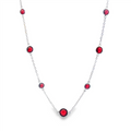 Sterling Silver Garnets Station Necklace
