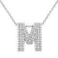 Sterling Silver Initial M Diamond Pendant Necklace