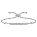 Sterling Silver Natural Diamond Bar Bolo Bracelet