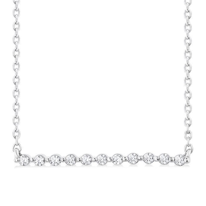 Sterling Silver Natural Diamonds Bar Necklace
