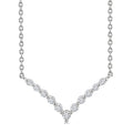 Sterling Silver Natural Diamonds Chevron Necklace