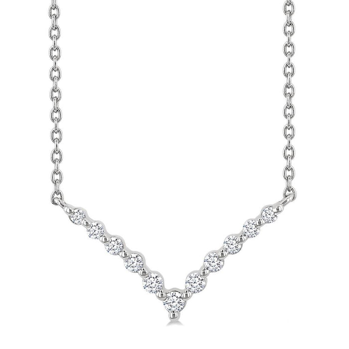 Sterling Silver Natural Diamonds Chevron Necklace