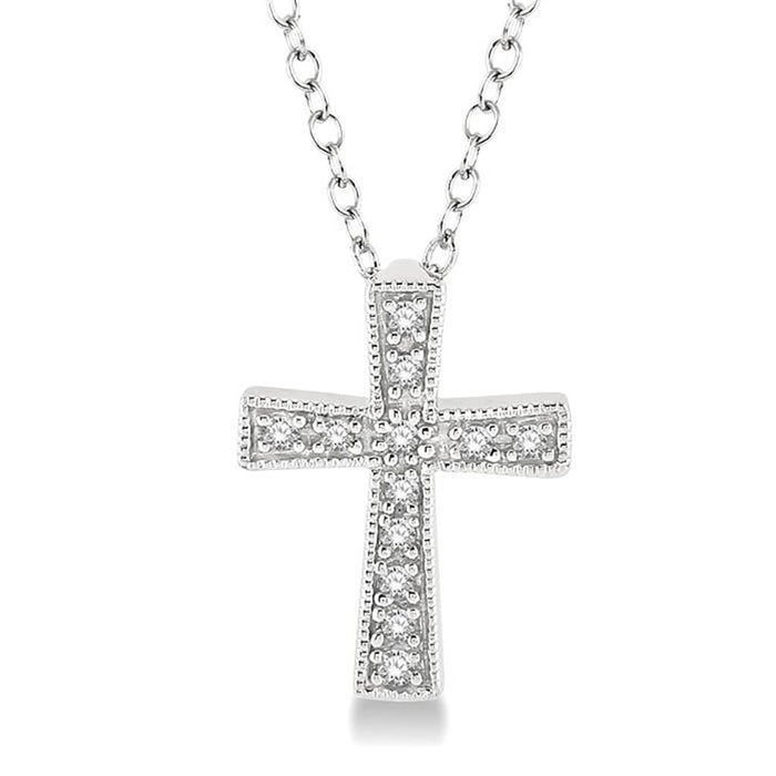 Sterling Silver Natural Diamonds Cross Pendant