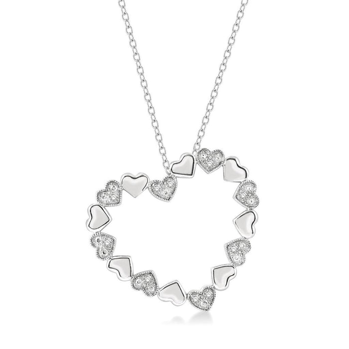 Sterling Silver Natural Diamonds Heart Pendant