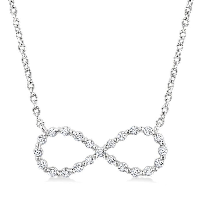 Sterling Silver Natural Diamonds Infinity Necklace