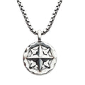 Sterling Silver Oxidized Compass Pendant Necklace