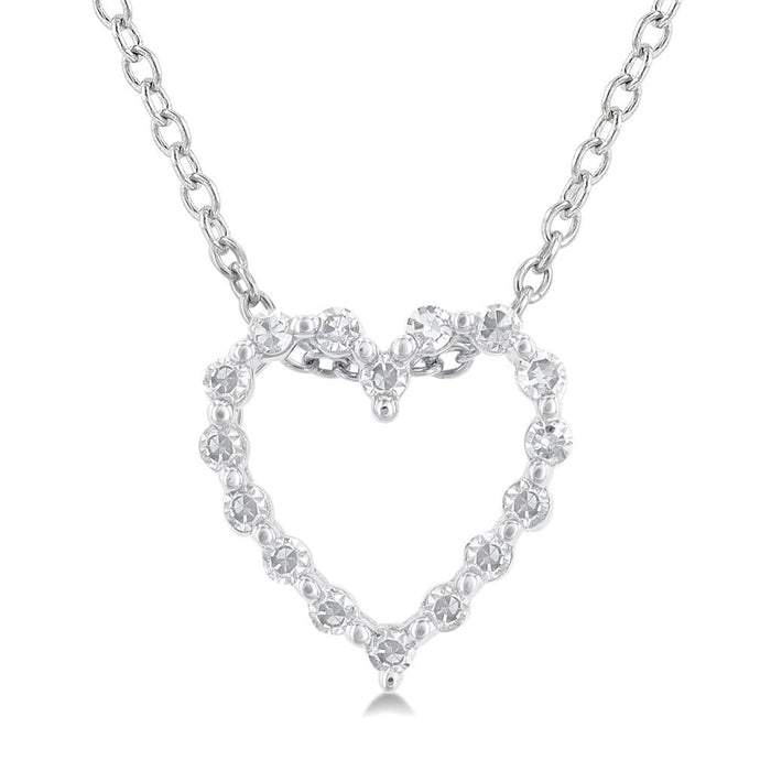 Sterling Silver Petite Heart Diamond Pendant Necklace