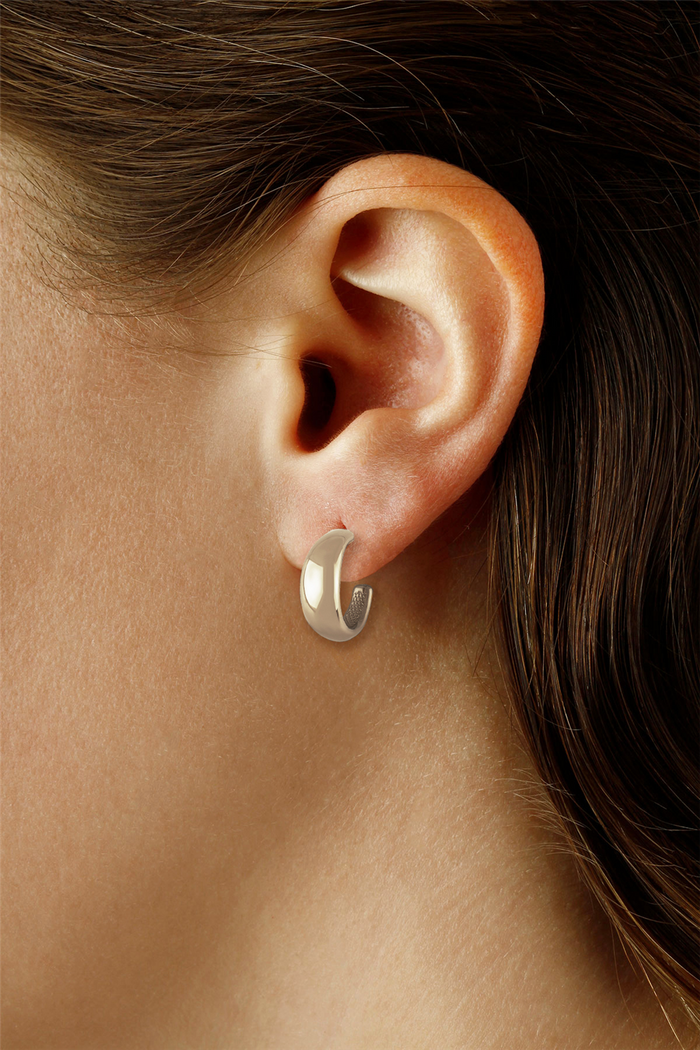 Sterling Silver Small Tapered Round J Hoop Earrings