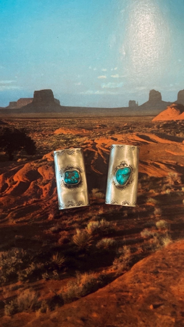 ✙ Sterling Silver Turquoise Western Hair Cuff