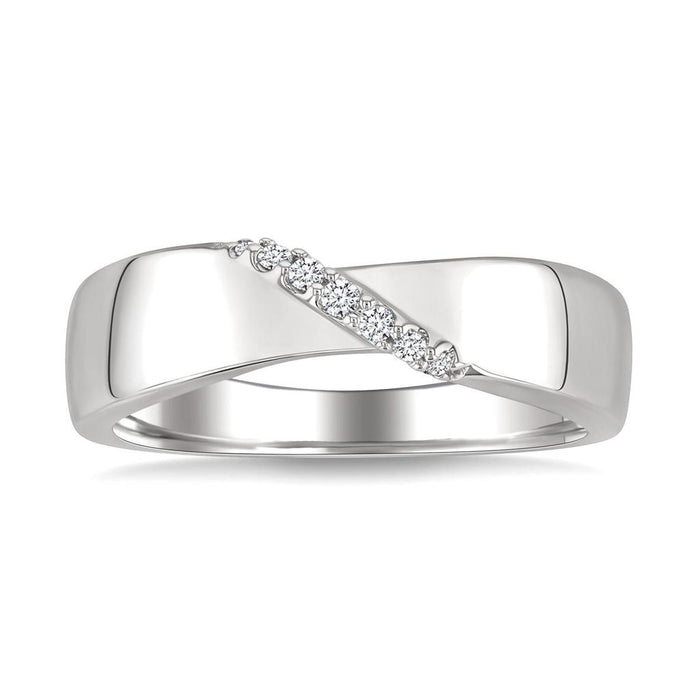 Sterling Silver Twisted Natural Diamonds Ring