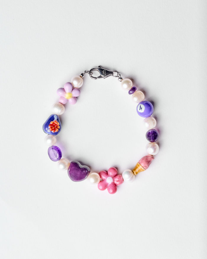 Bracelet with purple charms