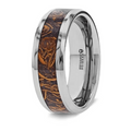 The Abba Polished Tungsten Wedding Band with Sanskrit Stone Inlay Polished Edges 8mm