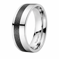 The Adventure Men's Titanium Ring With Offset Carbon Fiber Inlay-8mm