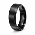 The Apex Noir Contemporary Black Tungsten Men's Ring with Polished Edges | 8mm