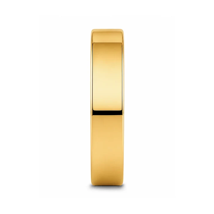 The Ari Flat Profile Polished Gold-Plated Tungsten Men's Ring  4mm 6mm 8mm