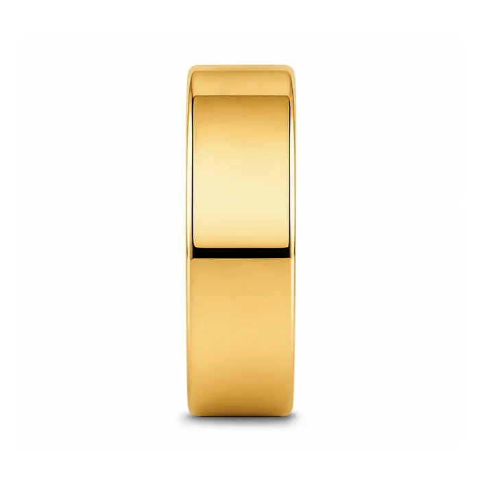 The Ari Flat Profile Polished Gold-Plated Tungsten Men's Ring  4mm 6mm 8mm