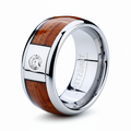 The Azure Root Men's Tungsten Ring with Koa Wood Inlay and Single CZ-8mm